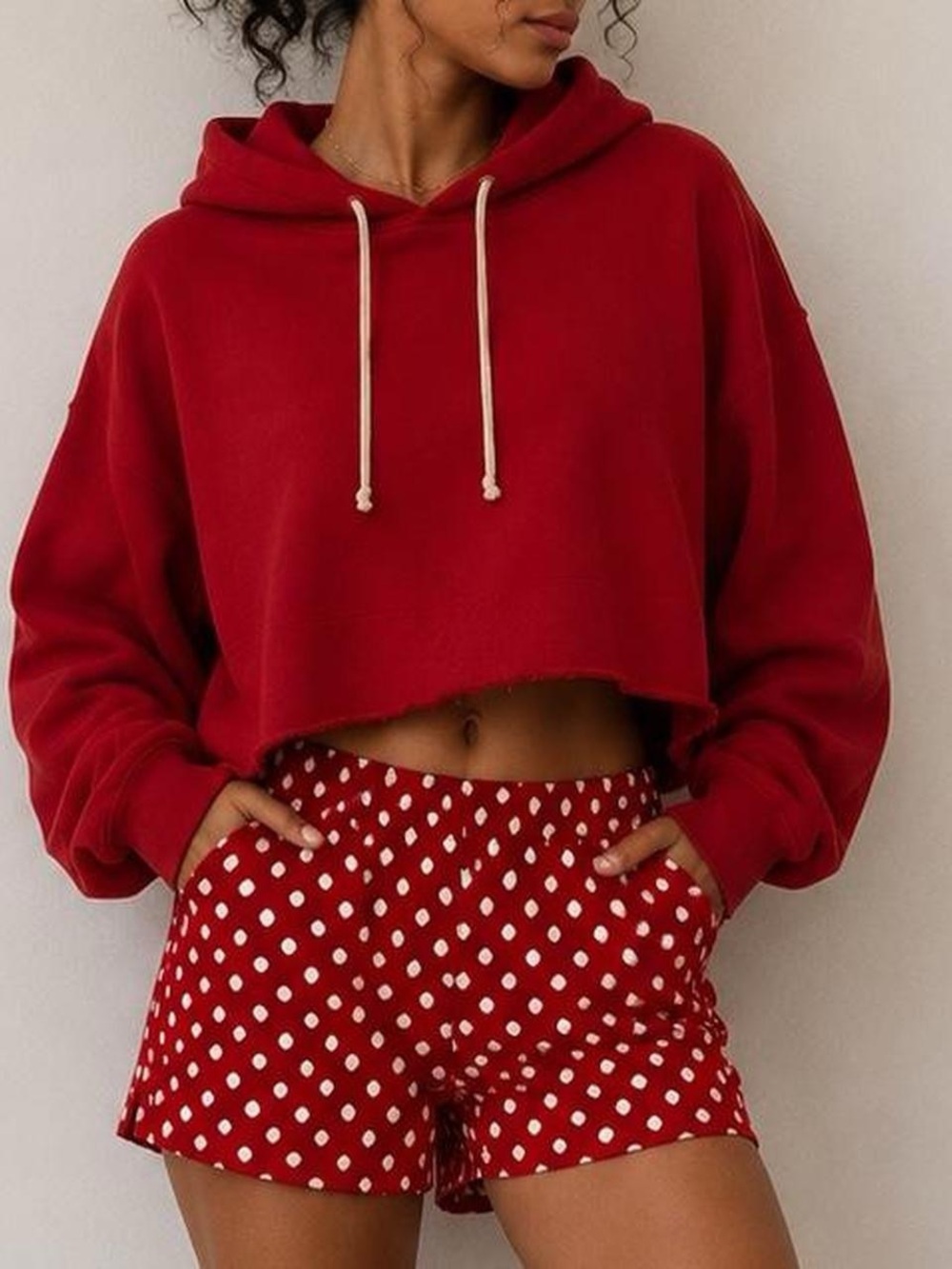 RE/Done cropped red hoodie size med